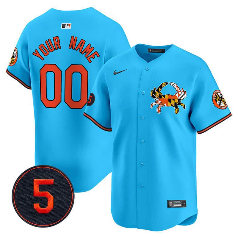 Men Baltimore Orioles Light Blue 2024 Nike Robinson Patch Vapor Premier Limited Custom MLB Jersey->customized mlb jersey->Custom Jersey